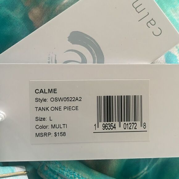 NWT Johnny Was Calme Aqua Keys Turquoise Tie Dye One Piece Tank Swimsuit Large - Picture 9 of 9